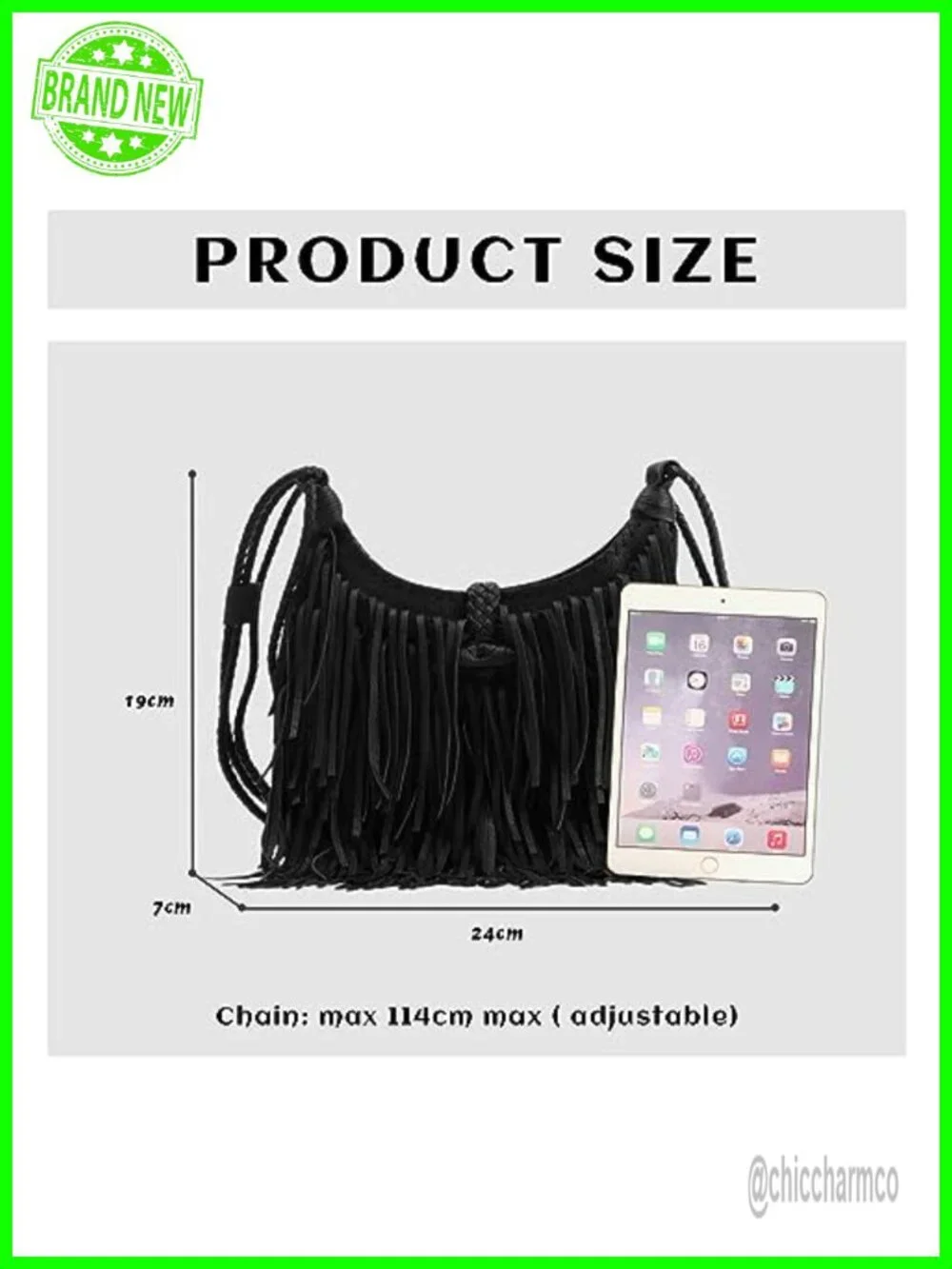 Vegan Faux Suede Leather Fringe Hobo Bag Crossbody Purse with Tassel